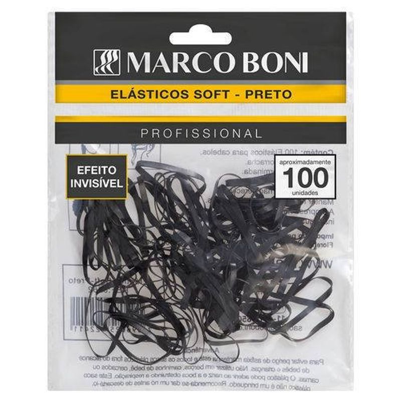 elástico para cabelo marco boni soft preto 100 unidades