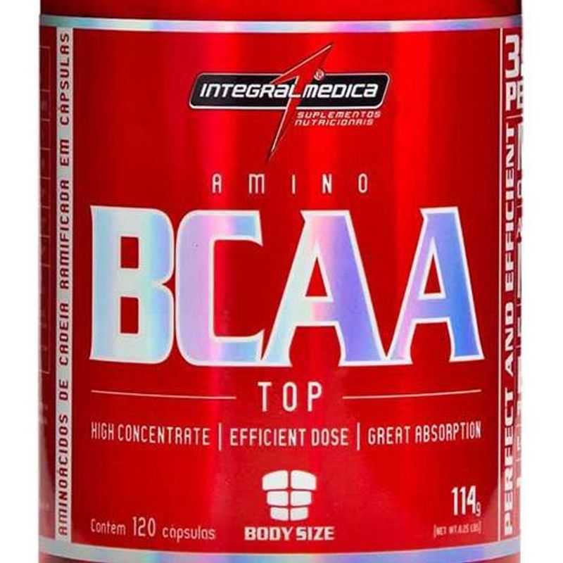 suplemento proteico aminoácido integralmédica bcaa top 120 cápsulas 118g