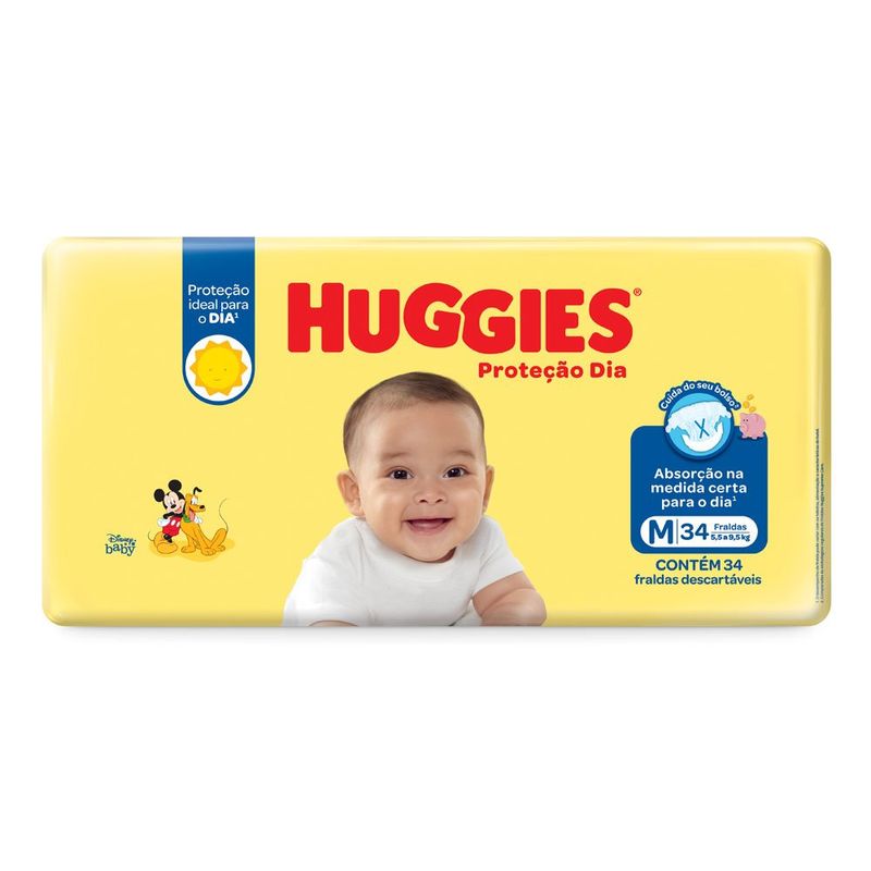 fralda huggies proteção dia tamanho m 34 unidades