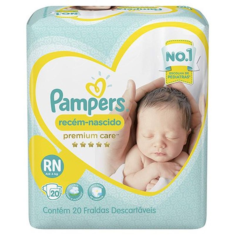 fralda pampers recém nascido rn 20unidades