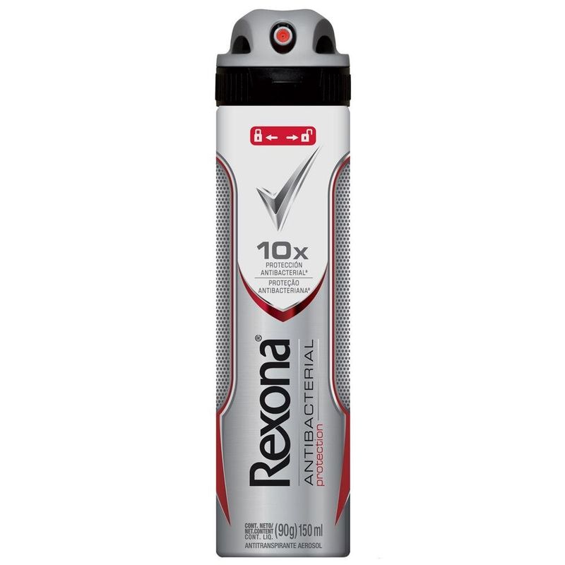 desodorante aerosol rexona antibacteriano masculino 90g