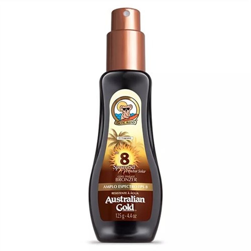 protetor solar corporal fps 8 australian gold instant bronzer spray 125ml