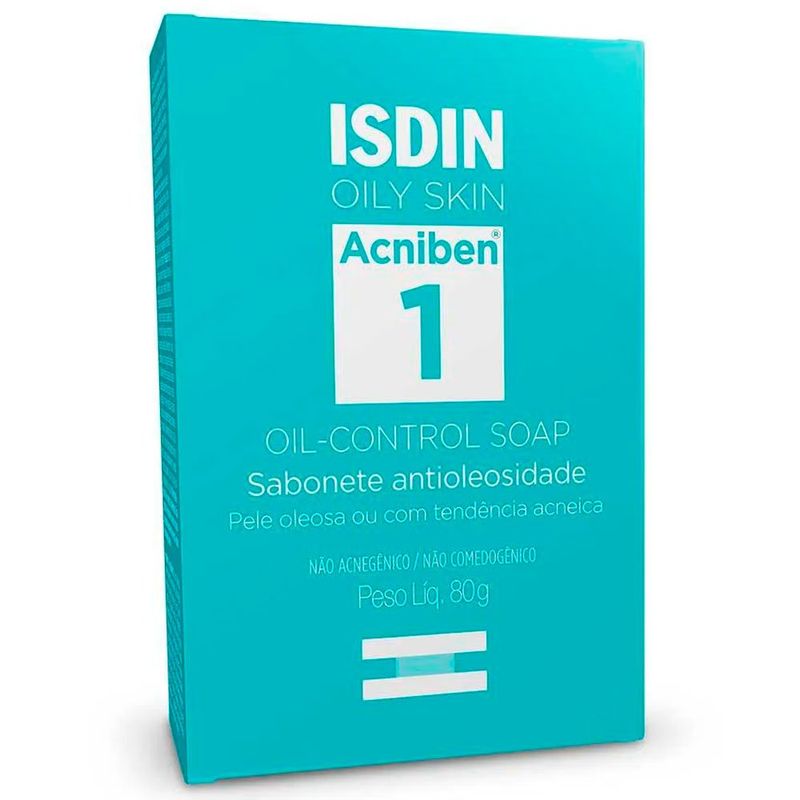 sabonete facial antioleosidade em barra isdin oily skin acniben1 80g