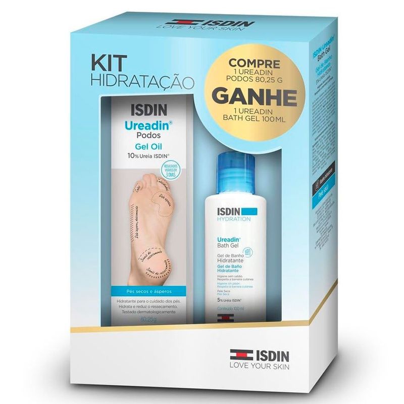 kit ureadin hidratação isdin hidratante para os pés 80,25g + gel de banho 100ml