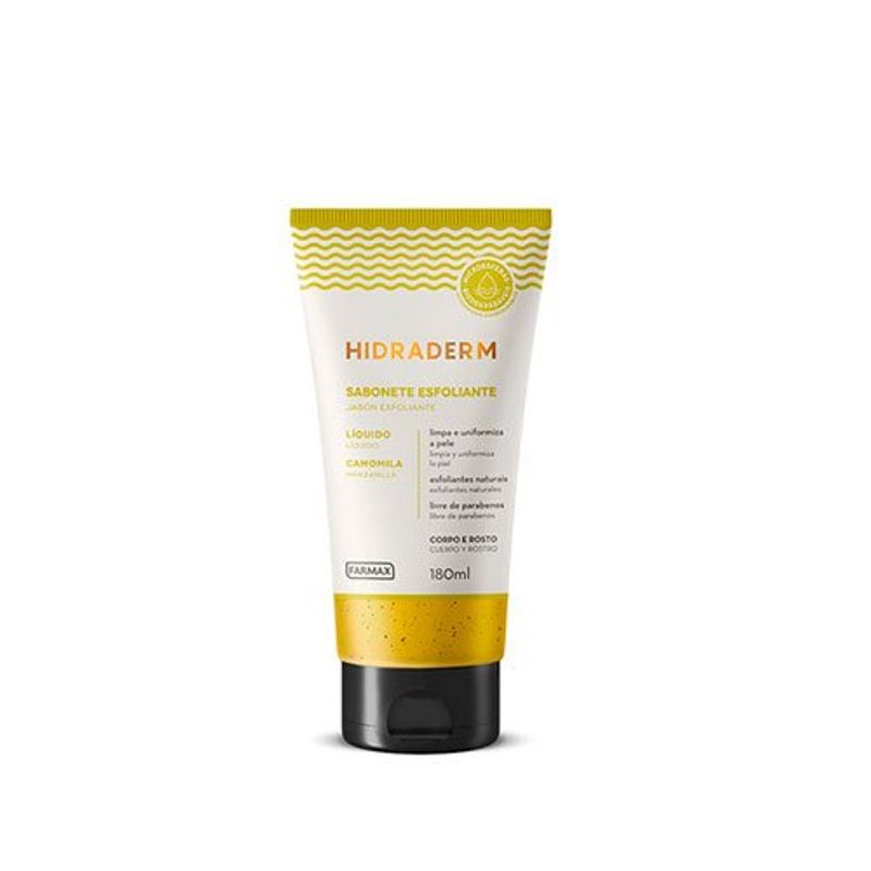 sabonete líquido esfoliante camomila hidraderm 180ml