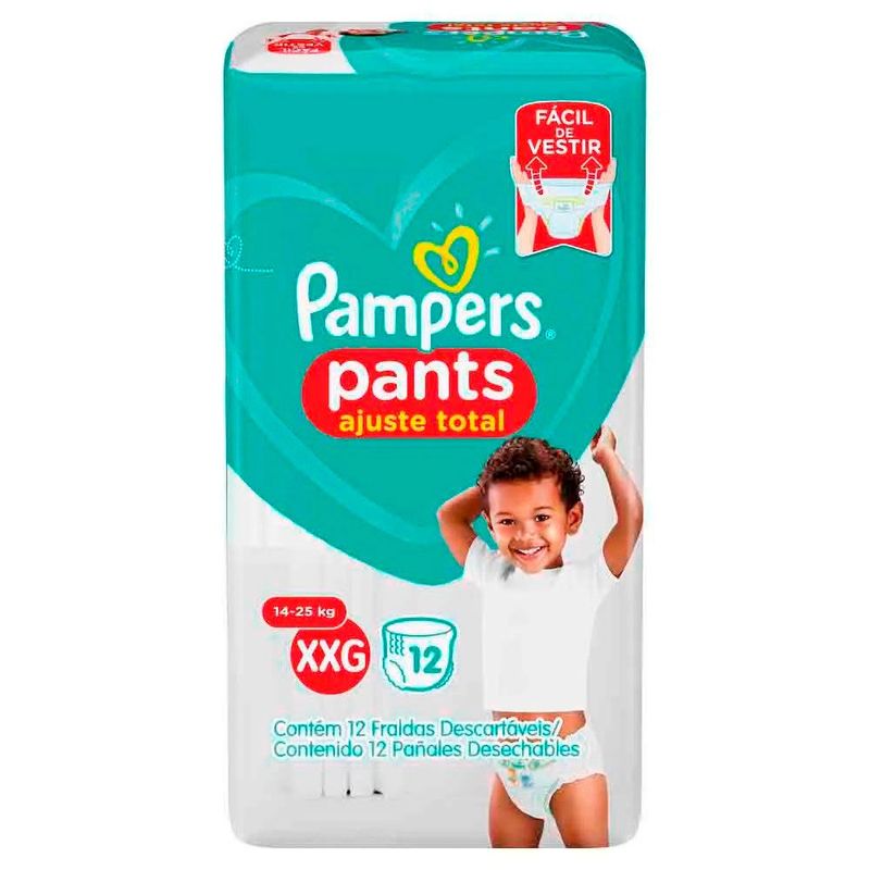fralda pampers pants ajuste total tamanho xxg 12 unidades