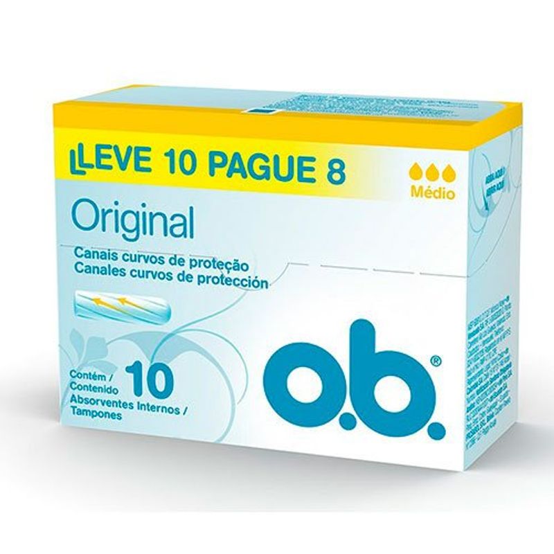 absorvente interno ob original médio leve 10 pague 8