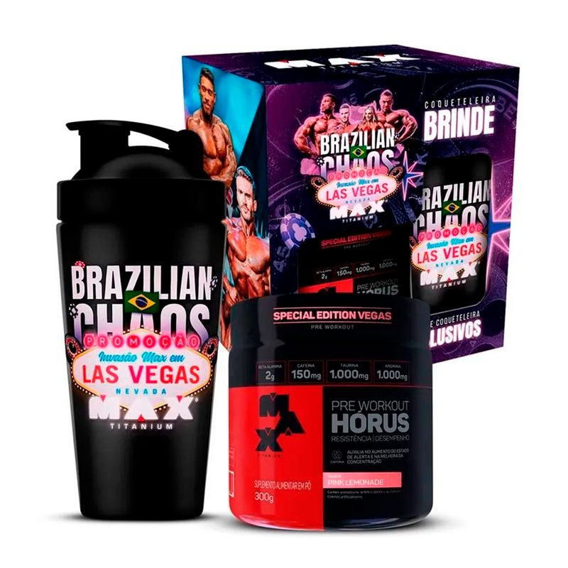 kit las vegas max titanium hórus pink lemonade 300g e coqueteleira