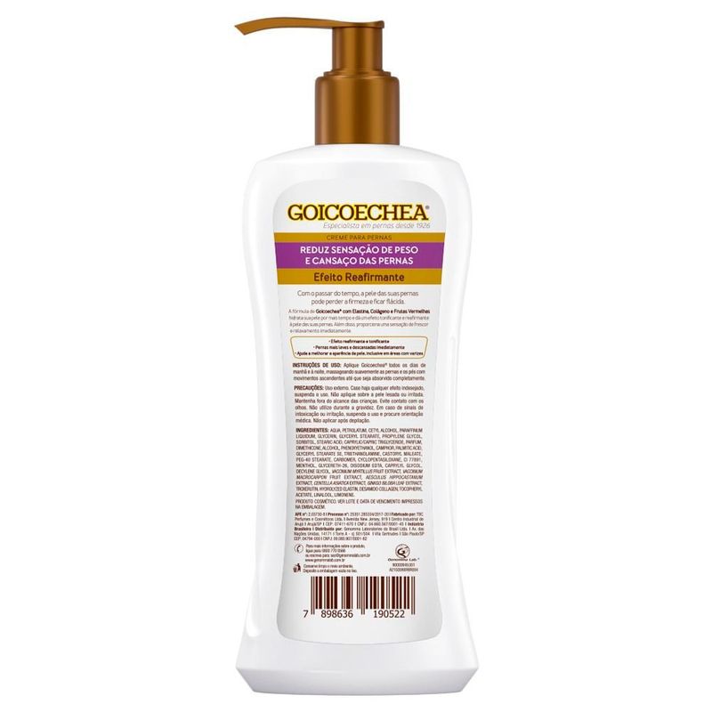 creme para pernas goicoechea elastina colageno frutas vermelhas 350g