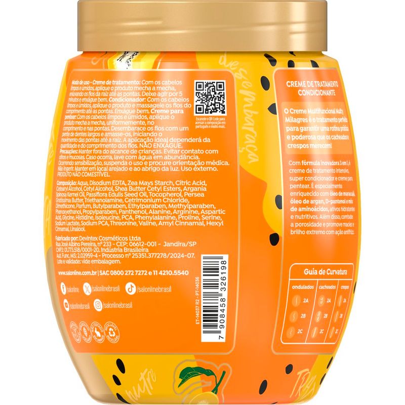 creme salon line 3 em 1 multy milagres maracujá & óleo de argan 1kg