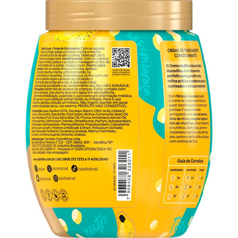 creme salon line 3 em 1 multy maravilhas banana & óleo rícino 1kg