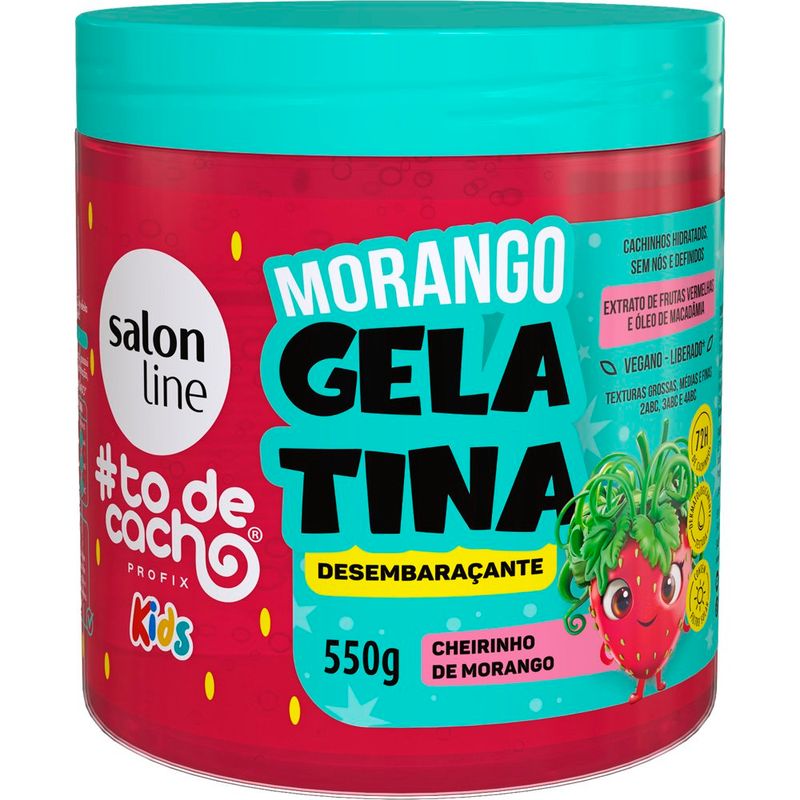 gelatina desembaraçante salon line kids morango 550g