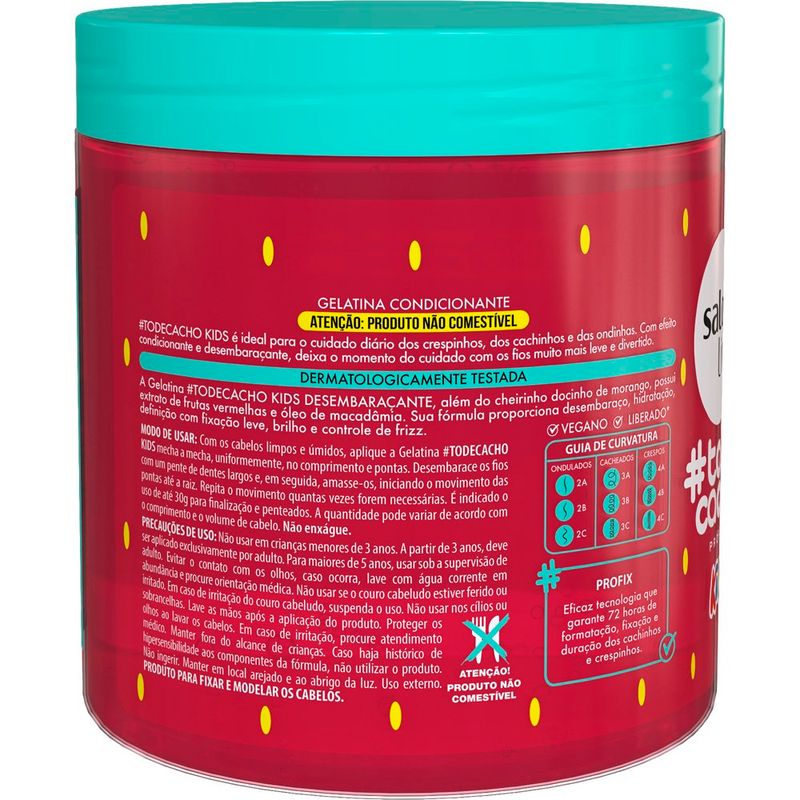 gelatina desembaraçante salon line kids morango 550g