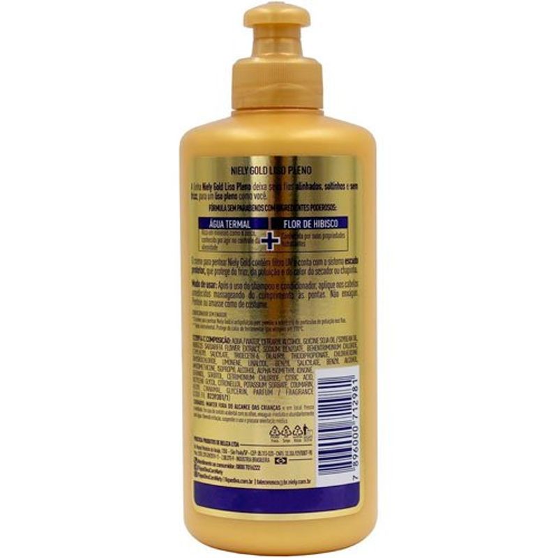 creme para pentear niely gold liso pleno 250g