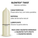 preservativo lubrificado blowtex twist morango menta e tutti-frutti 6 unidades sachê