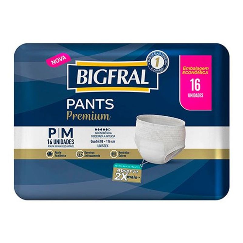 roupa íntima bigfral pants premium tamanho p/m 16 unidades