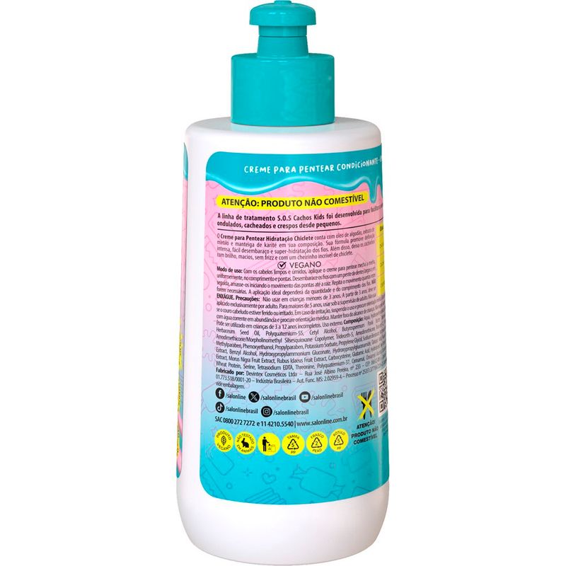 creme para pentear salon line kids chiclete 300ml