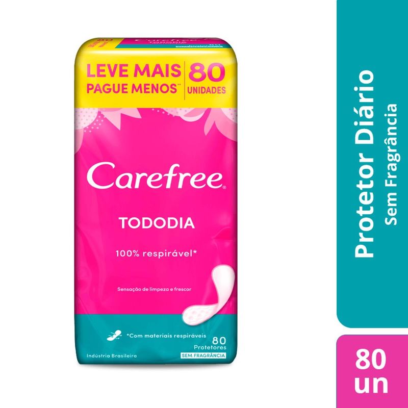 absorvente protetor diário original carefree sem perfume leve 80 pague 60