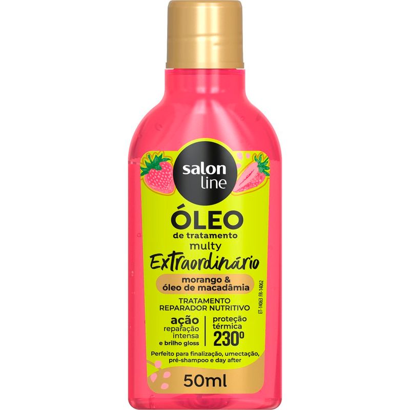 óleo de tratamento salon line multy extraordinário morango & óleo de macadâmia 50ml