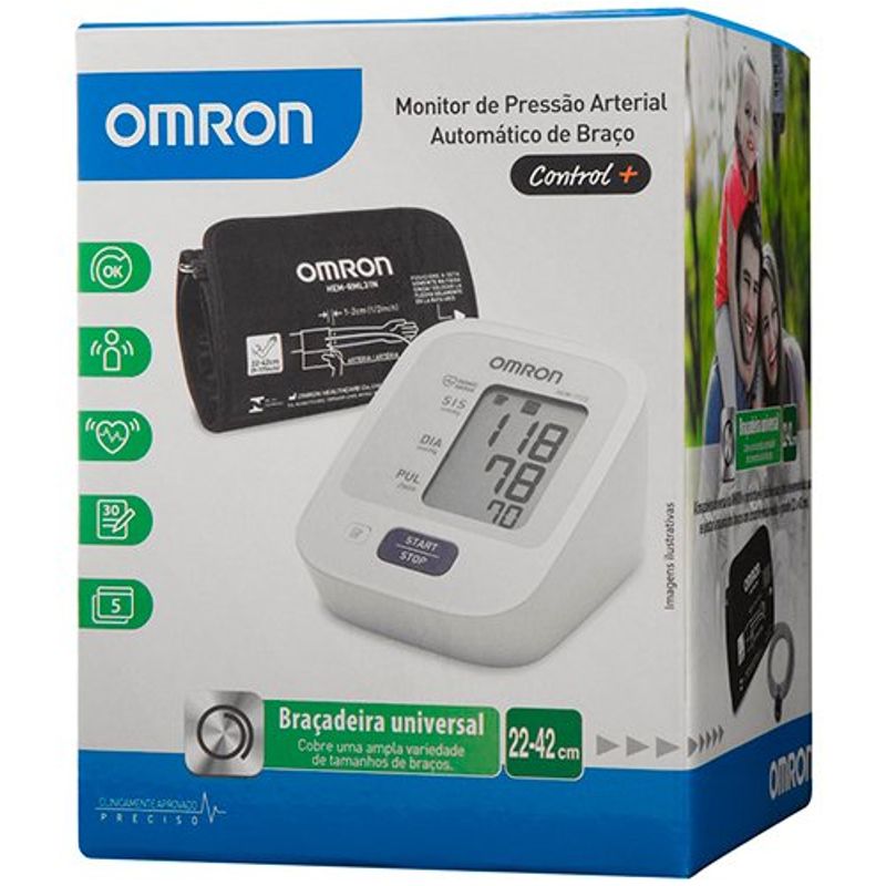 monitor de pressão arterial de braço omron control+ hem-7122