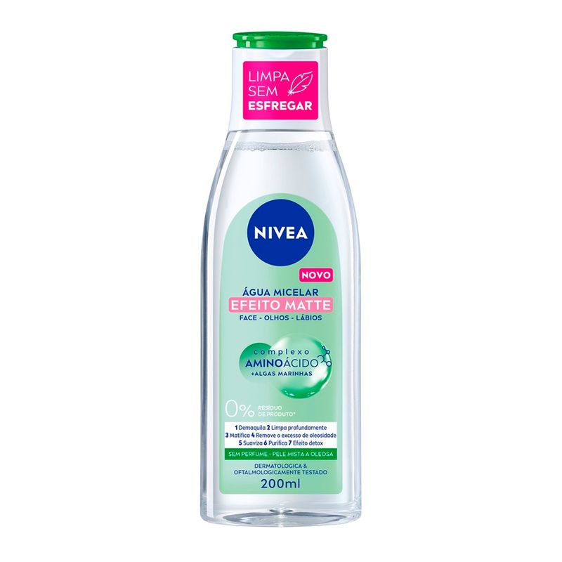 água micelar nivea limpeza 7 em 1 efeito matte 200ml