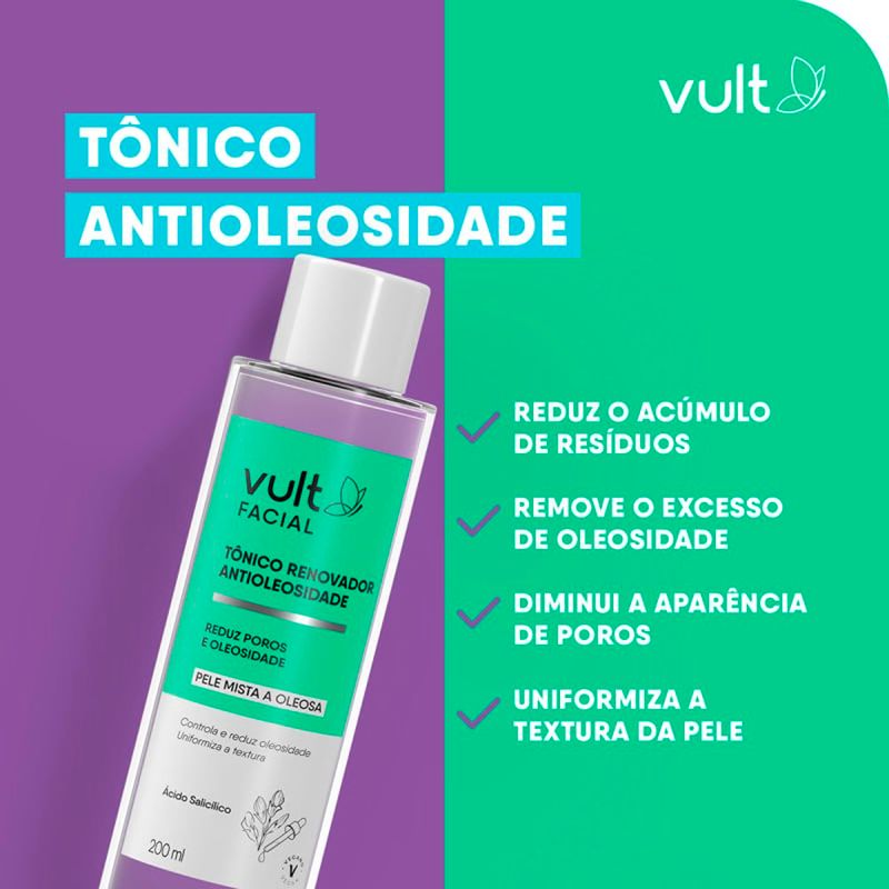tônico renovador facial vult antioleosidade 200ml