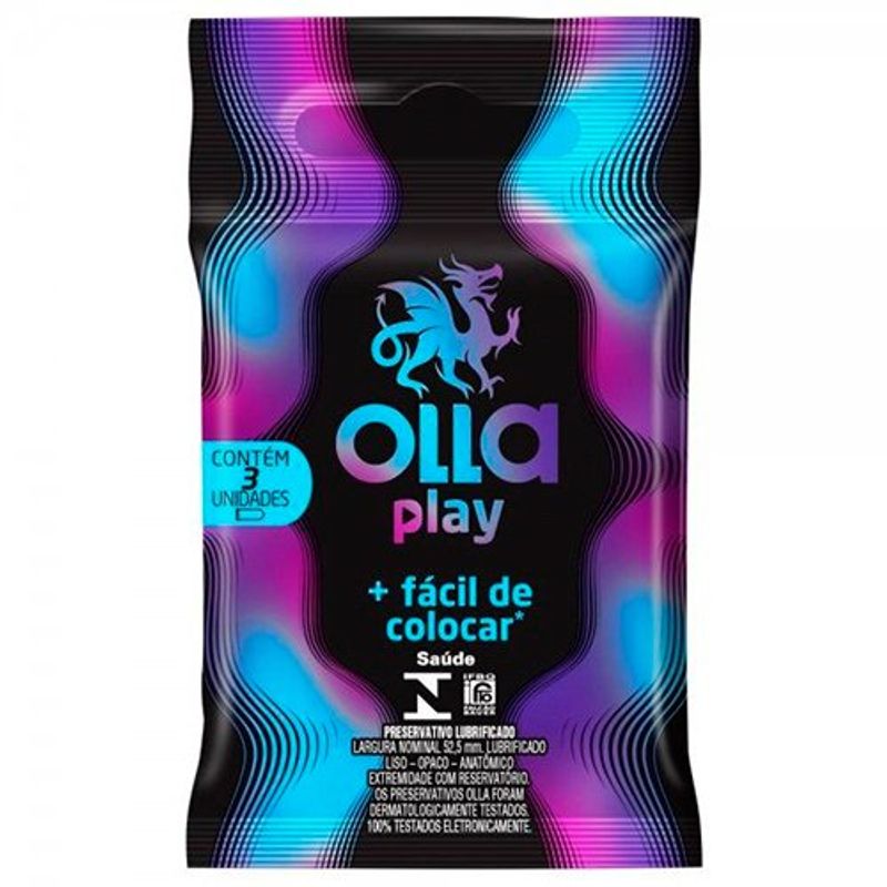 preservativo olla play com 3 unidades