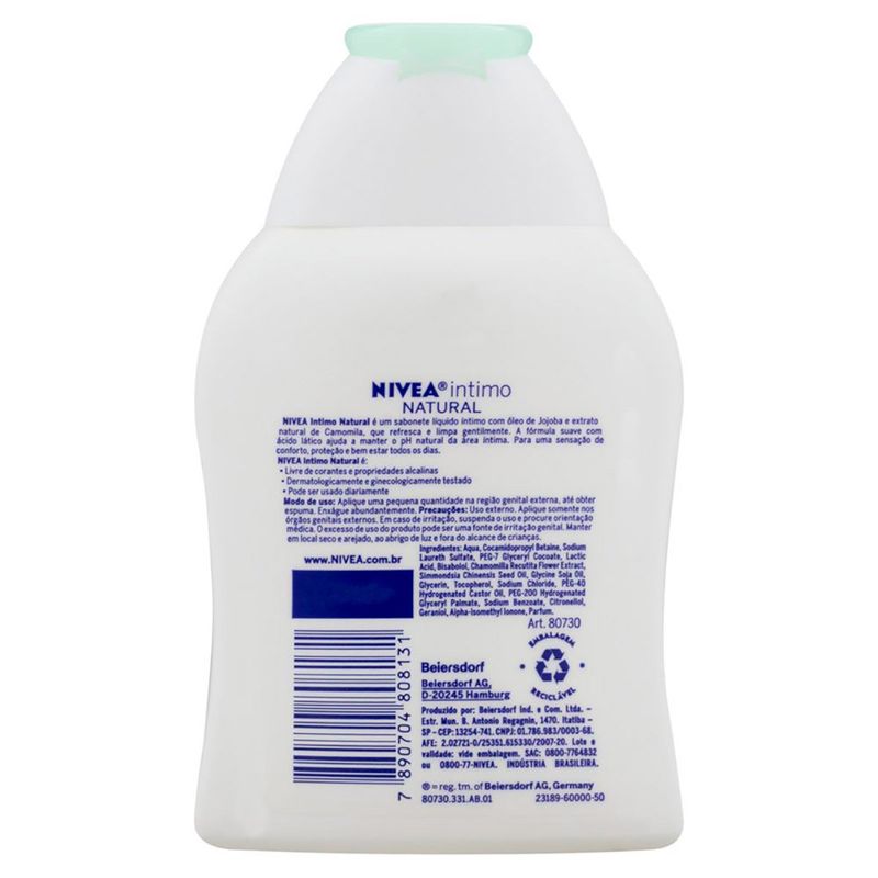 sabonete líquido íntimo nivea natural 250ml