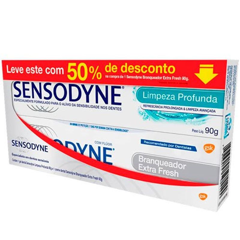 creme dental sensodyne limpeza profunda 90g + limpeza profunda 90g
