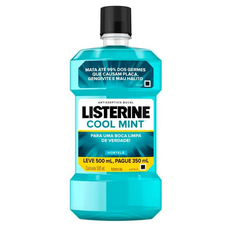 antisséptico bucal listerine cool mint leve 500ml pague 350ml