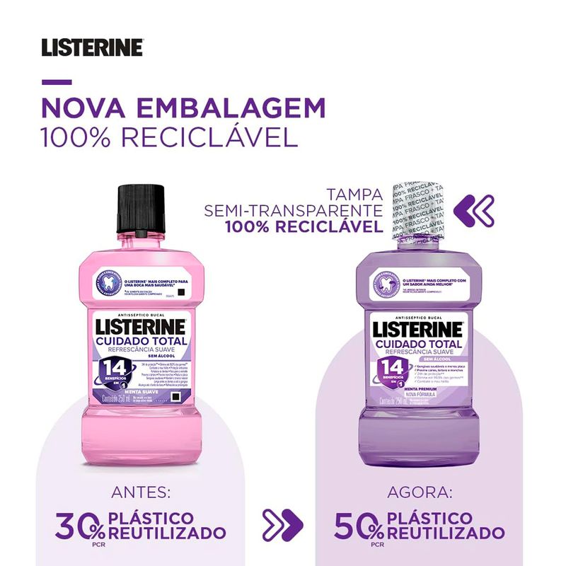 antisséptico bucal listerine cuidado total zero 500ml