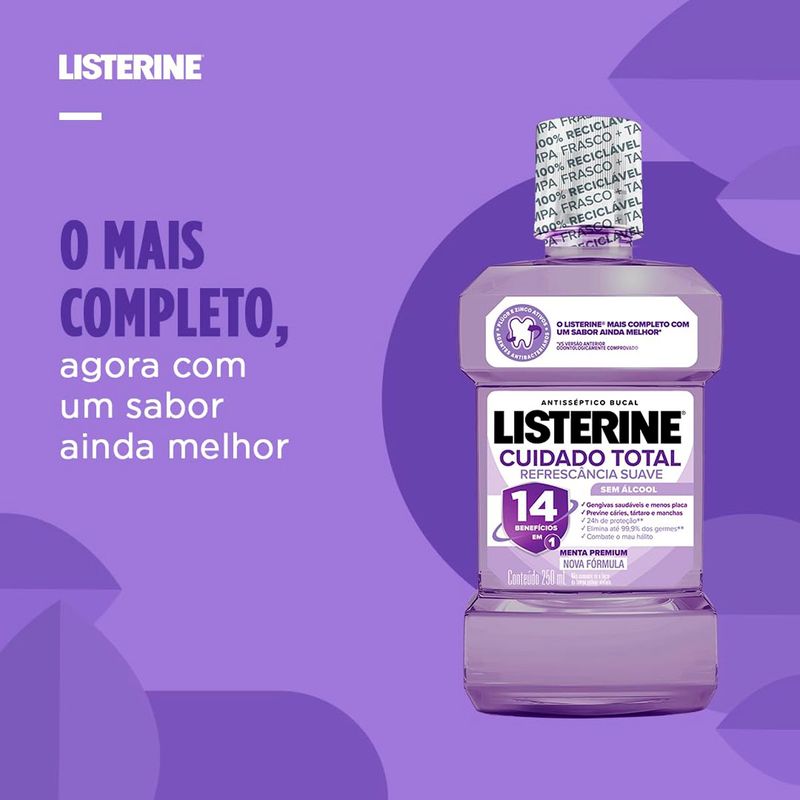 antisséptico bucal listerine cuidado total zero 500ml