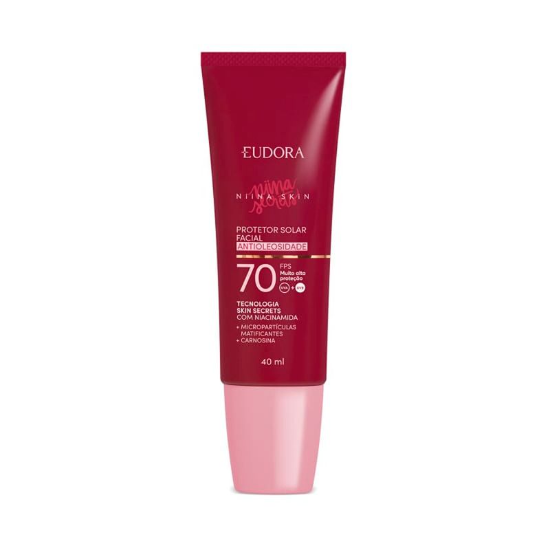 protetor solar facial eudora niina secrets skin antioleosidade fps70 40ml