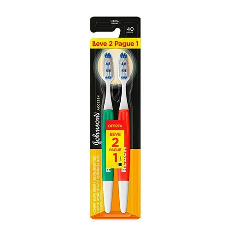 escova dental j&j access média 40 leve 2 pague 1