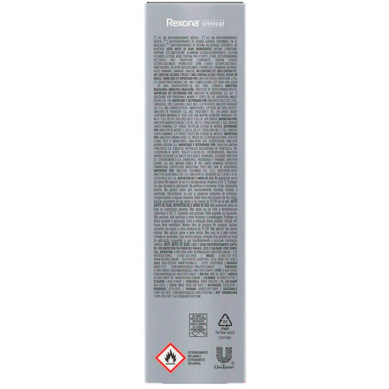 desodorante aerosol clinical rexona men sport 150ml