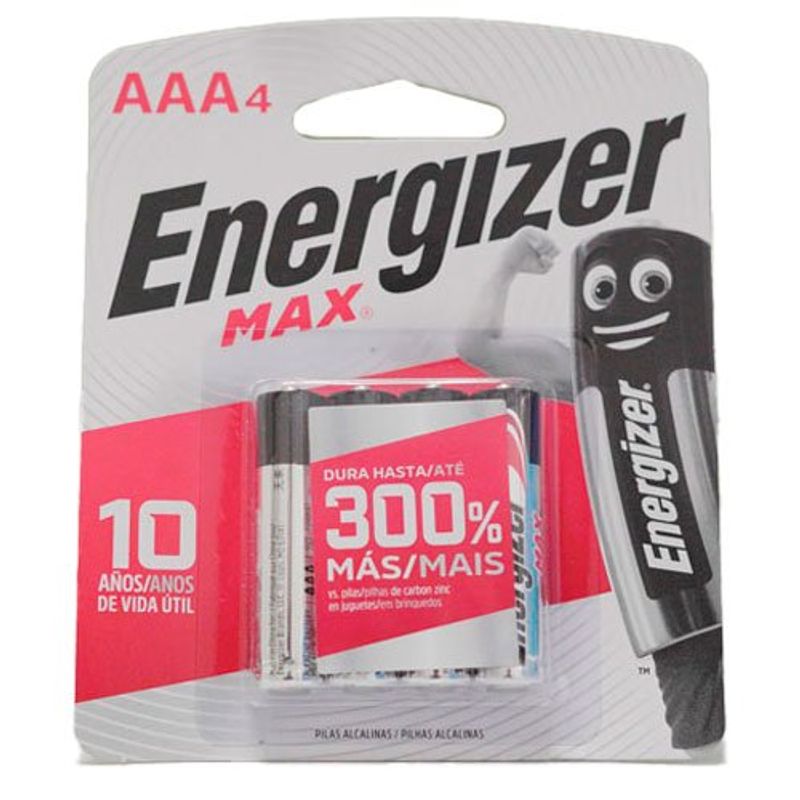 pilha energizer alcalina aaa4 cartela com 4 unidades