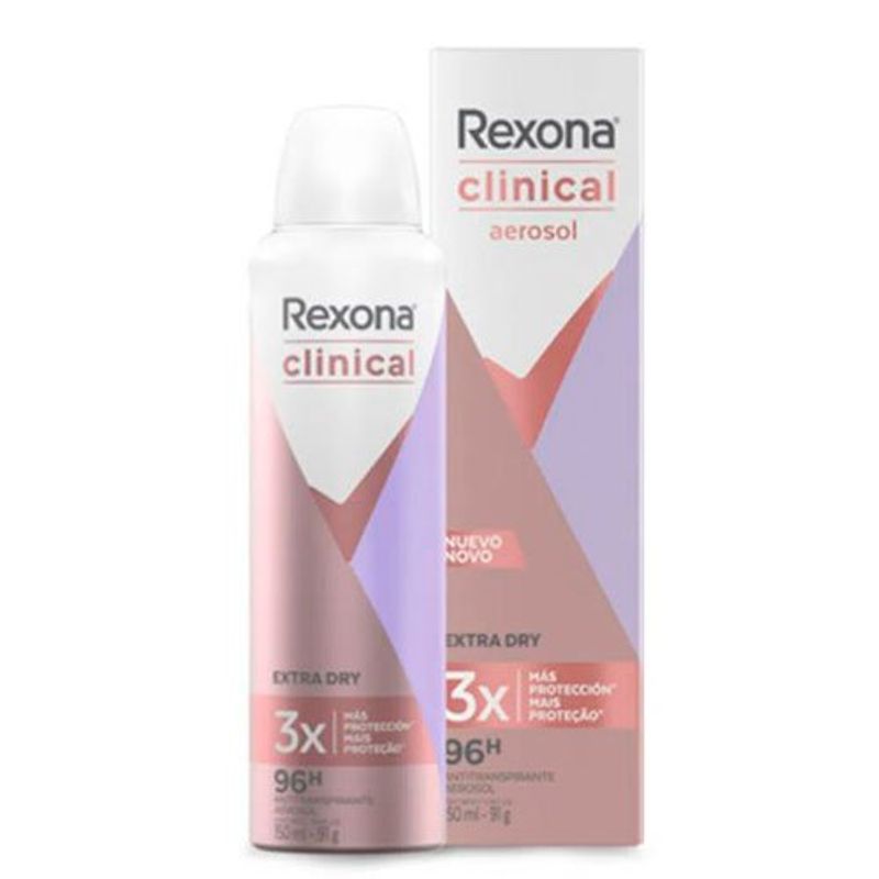 desodorante aerosol clinical rexona women extra dry 150ml