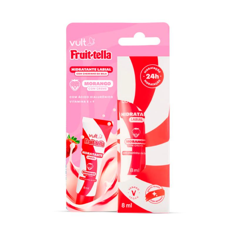 hidratante labial vult fruit-tella morango com creme 8ml