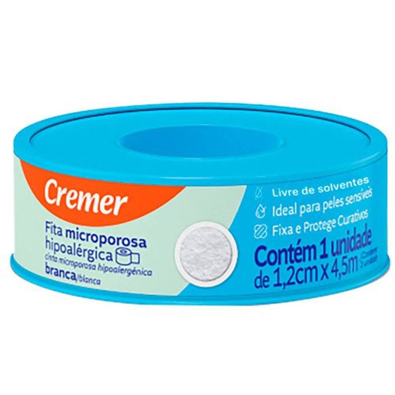 fita microporosa cremer hipoalérgica branca 1,2cm x 4,5m