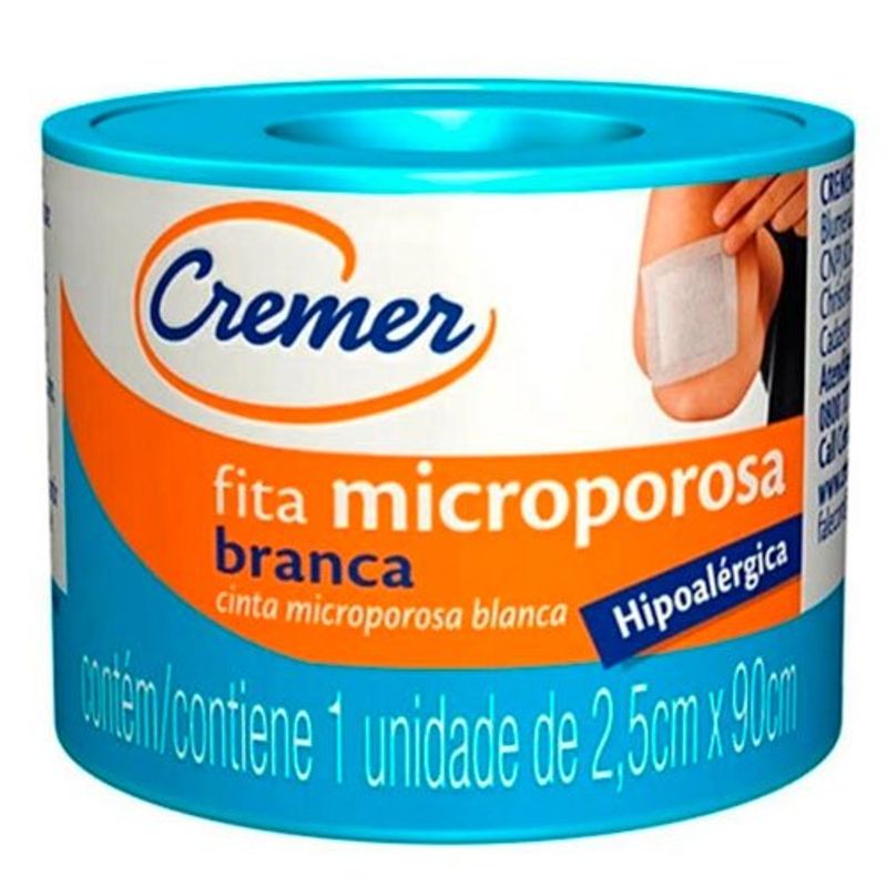 fita microporosa cremer hipoalérgica branca 2,5cm x 90cm