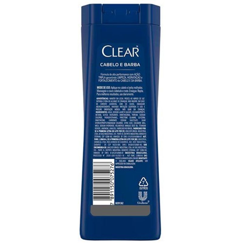 shampoo clear men anticaspa cabelo barba 200ml