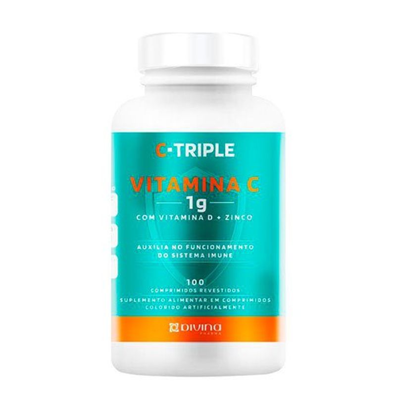 c-triple vitamina c 1g + zinco 10mg + vitamina d 400ui 100 cápsulas