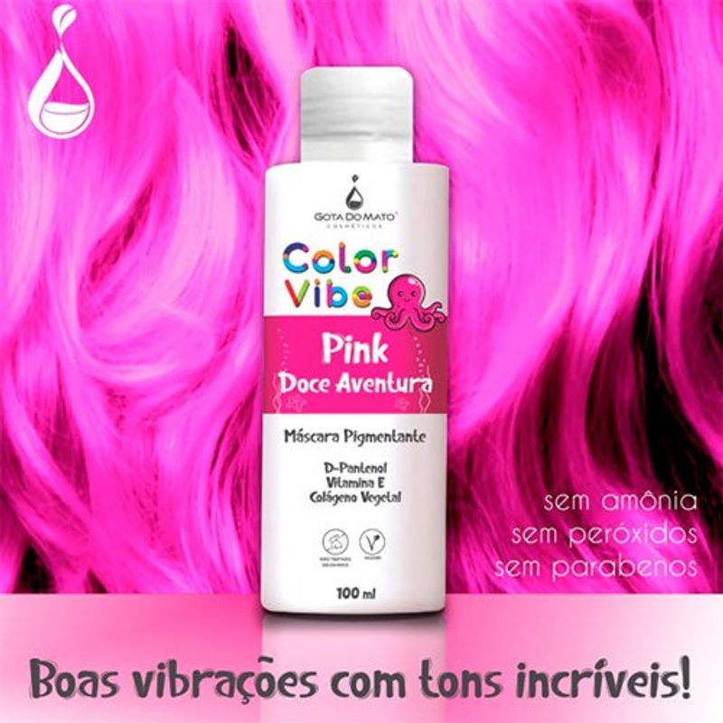 máscara pigmentante gota do mato color vibe pink doce aventura 100ml