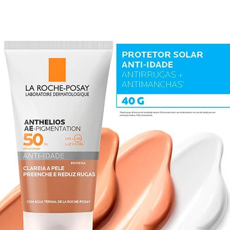 protetor solar anti-idade la roche posay anthelios ae pigmentation morena fps50 40g