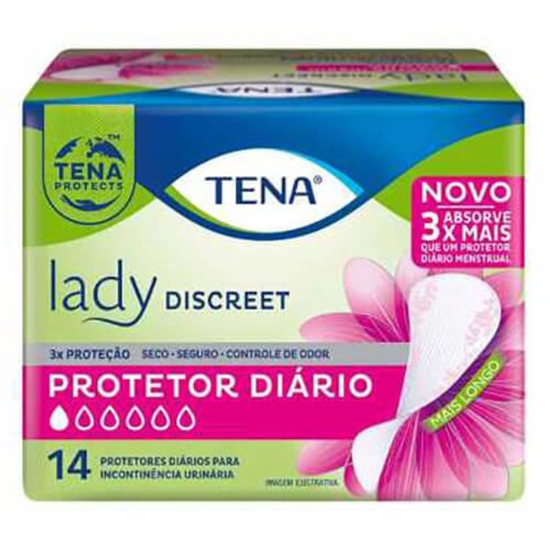 absorvente tena proteção diária discreet 14 unidades