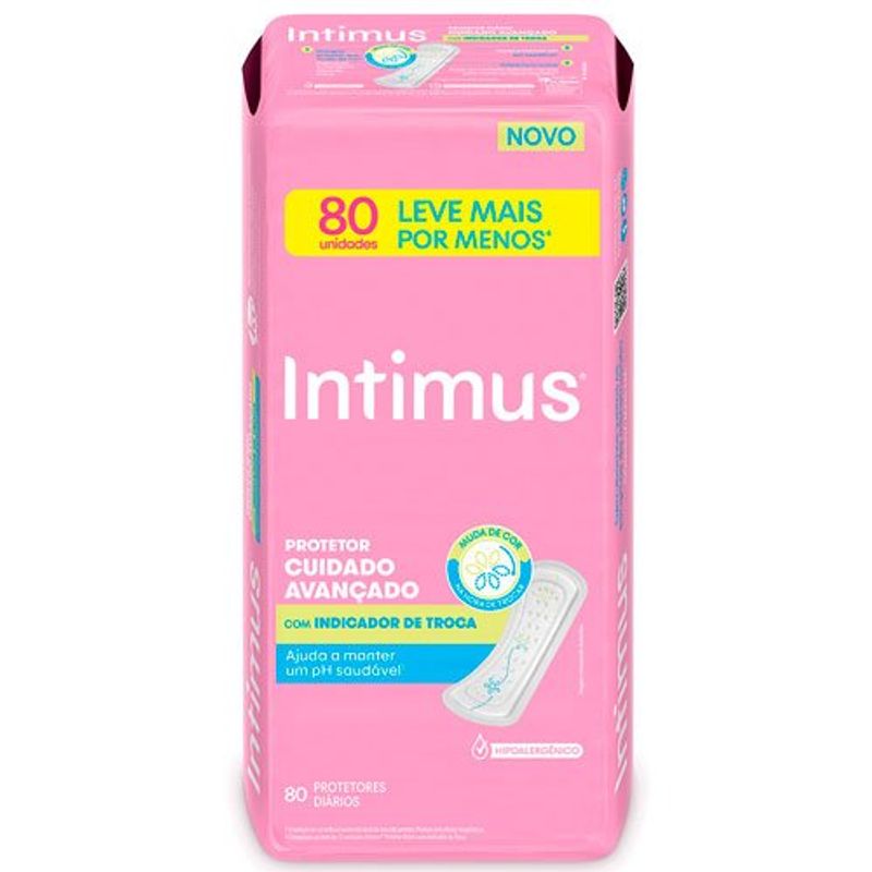 protetor diário intimus com indicador de troca 80 unidades