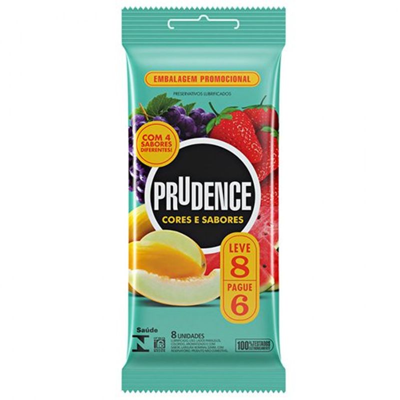 preservativo prudence cores e sabores leve 8 pague 6