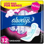 absorvente always noite tranquila suave com abas 32 unidades