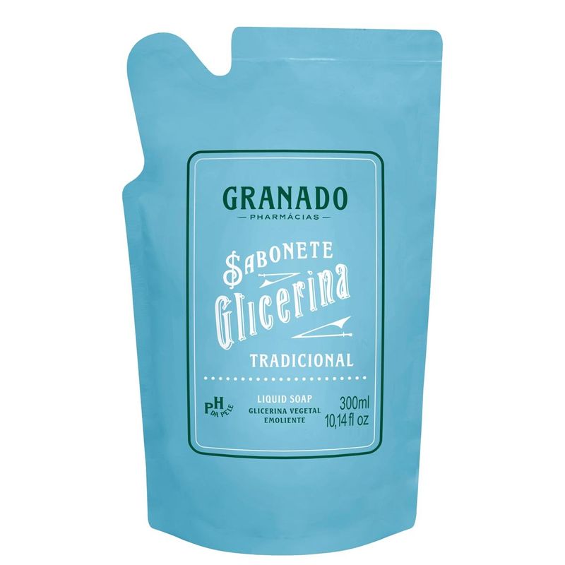 refil sabonete líquido glicerina tradicional granado 300ml