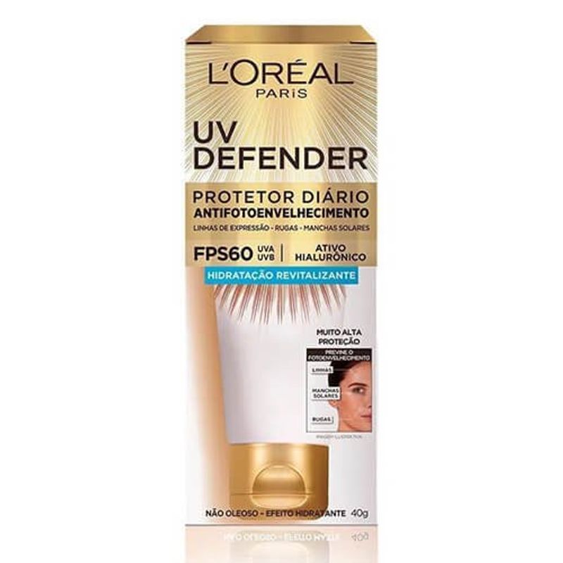 protetor solar facial 40g defender fps60 anti idade loreal